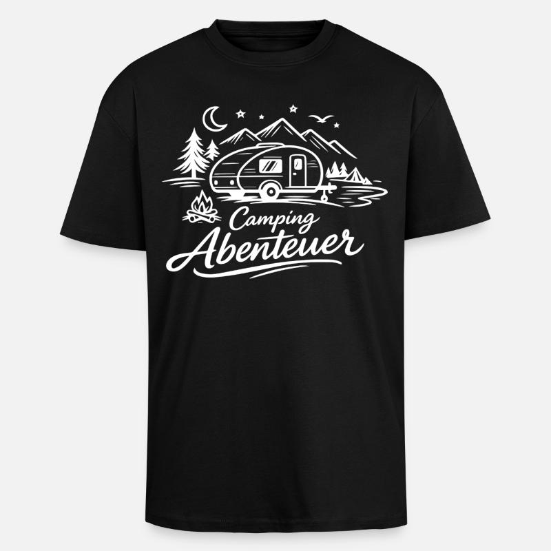 Camping Abenteuer  - Oversized Heavyweight Unisex T-Shirt - Schwarz