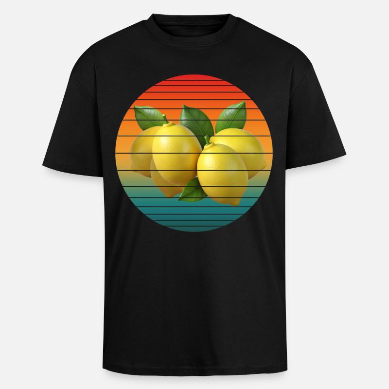 lemon fruit - Unisex Oversized Heavyweight T-shirt - black