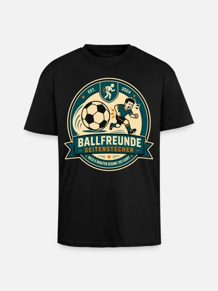 Ballfreunde Seitenstecher - Oversized Heavyweight Unisex T-Shirt - Schwarz