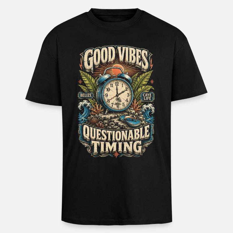 Belize Belizische Wurzel Questionable Timing - Oversized Heavyweight Unisex T-Shirt - Schwarz