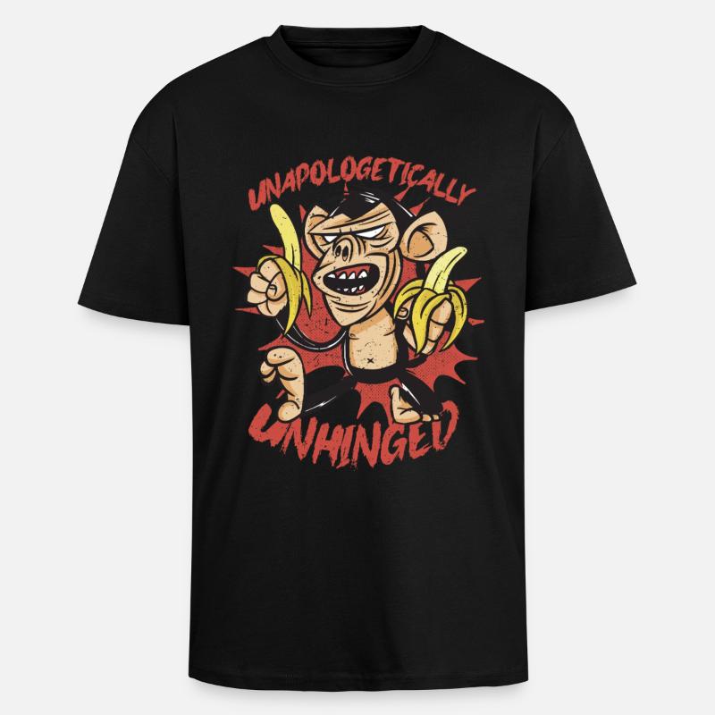 Monkey Day Day Unapologetically Unhinged - Unisex Oversized Heavyweight T-shirt - black