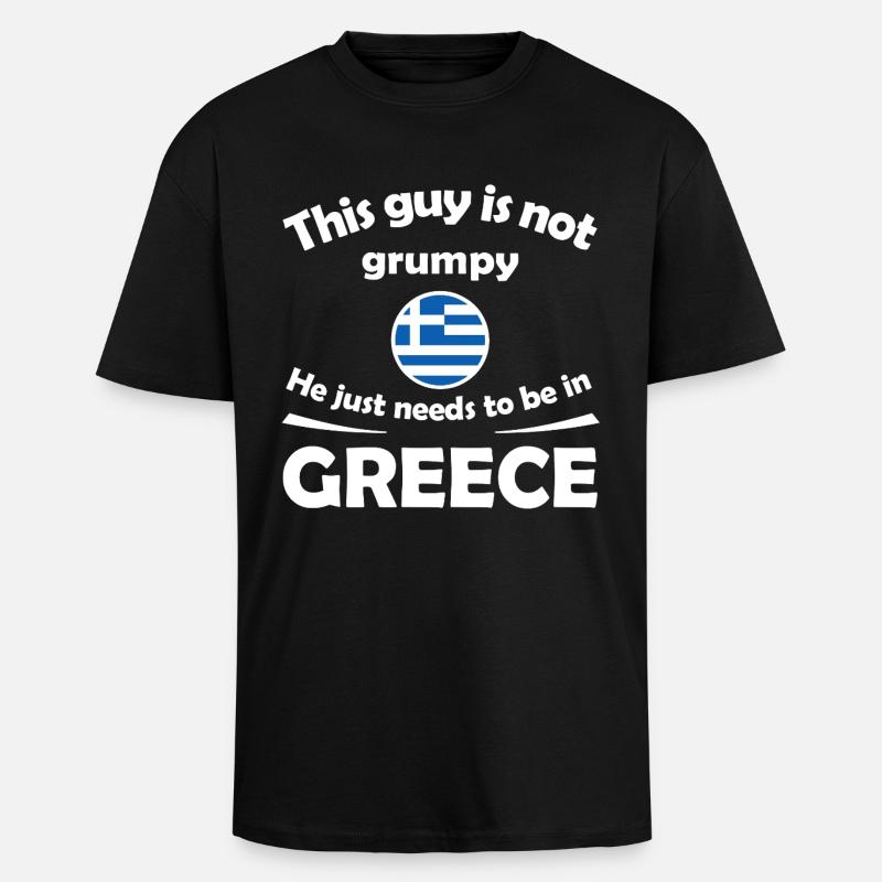 Not Grumpy Greek Vibe Tee - Oversized Heavyweight Unisex T-Shirt - Schwarz