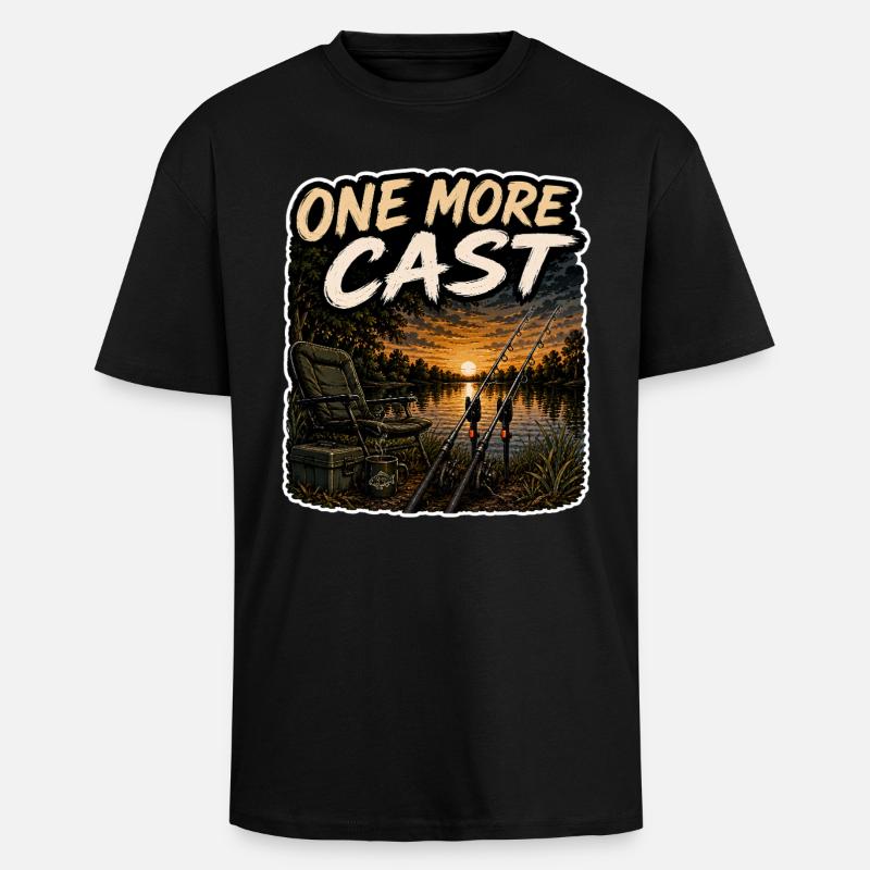 Ein weiterer Wurf Sonnenuntergangs-Karpfenfischen-Design - Oversized Heavyweight Unisex T-Shirt - Schwarz