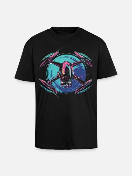 Neon Drone - Unisex Oversized Heavyweight T-shirt - black