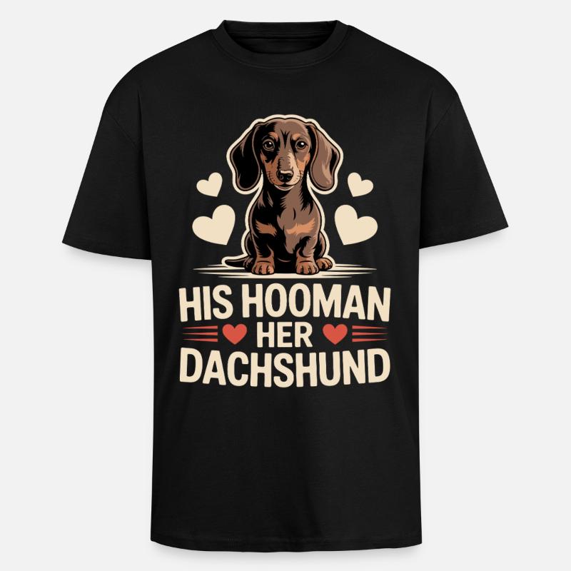 Dackel Hooman - Oversized Heavyweight Unisex T-Shirt - Schwarz
