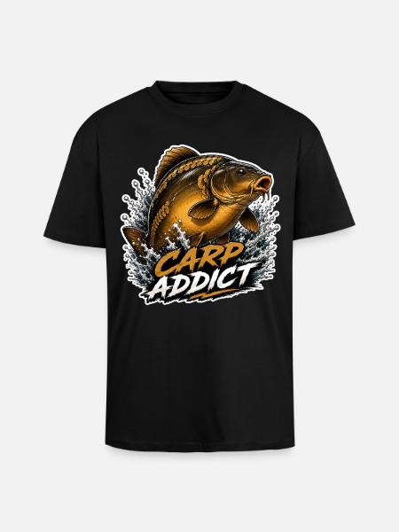 Carp Addict Spiegel Karpfenfischerei-Design - Oversized Heavyweight Unisex T-Shirt - Schwarz