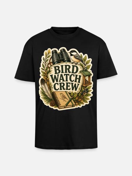 BIRD WATCH CREW Clouds - Unisex Oversized Heavyweight T-shirt - black