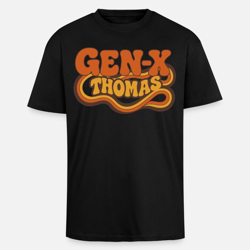 Thomas – minimalistisches Retro-GEN-X-Design - Oversized Heavyweight Unisex T-Shirt - Schwarz