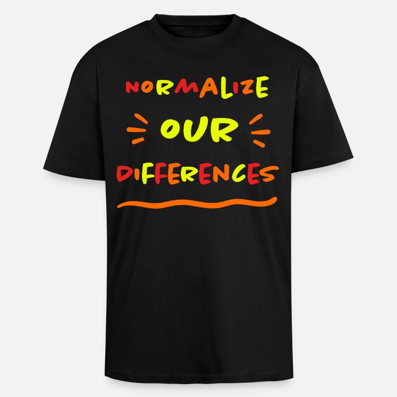 Normalize our Differences - Inclusion - neon - Unisex Oversized Heavyweight T-shirt - black
