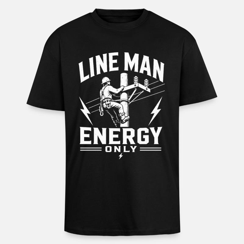 Technik Ingenieur Elektriker Lineman Design - Oversized Heavyweight Unisex T-Shirt - Schwarz