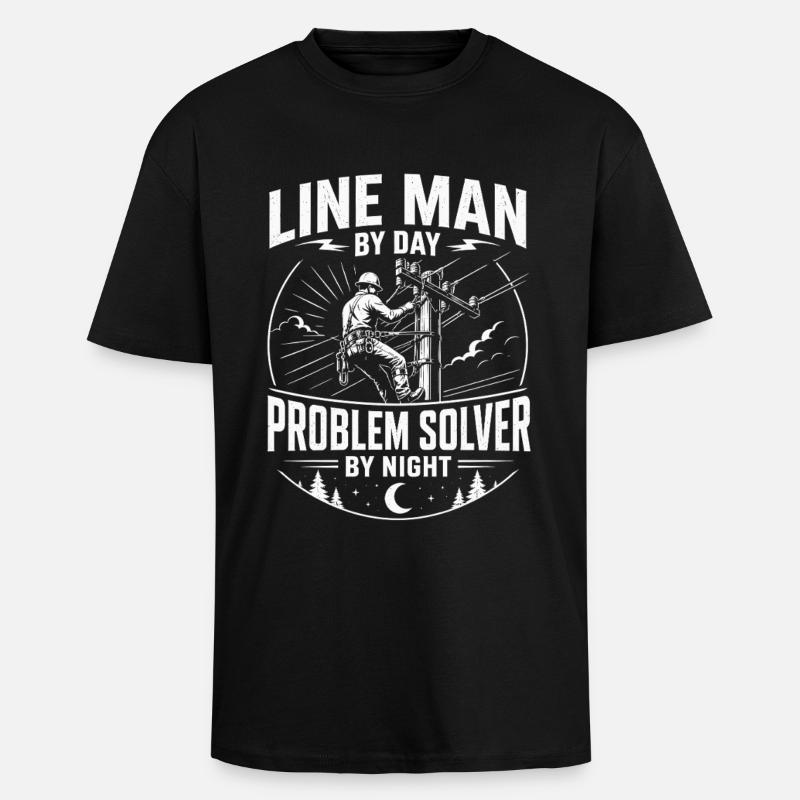 Motif de technicien câble électrique - T-shirt unisexe oversize épais - noir