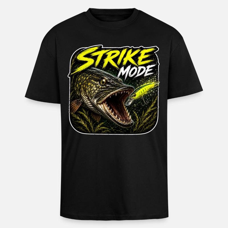 Strike-Mode Hechtfischerei-Design - Oversized Heavyweight Unisex T-Shirt - Schwarz