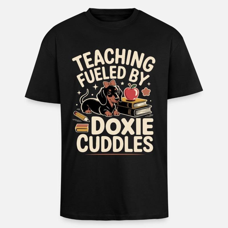 Enseignant teckel - T-shirt unisexe oversize épais - noir