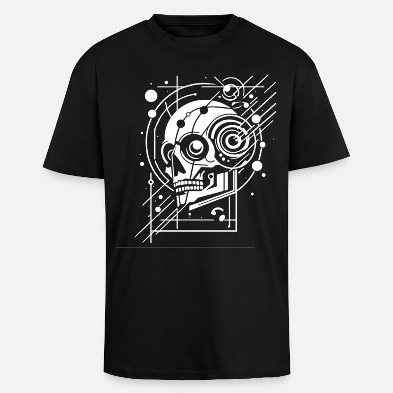 Crâne cybernetique geometrie - T-shirt unisexe oversize épais - noir