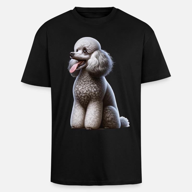 Caniche Pudel - T-shirt unisexe oversize épais - noir