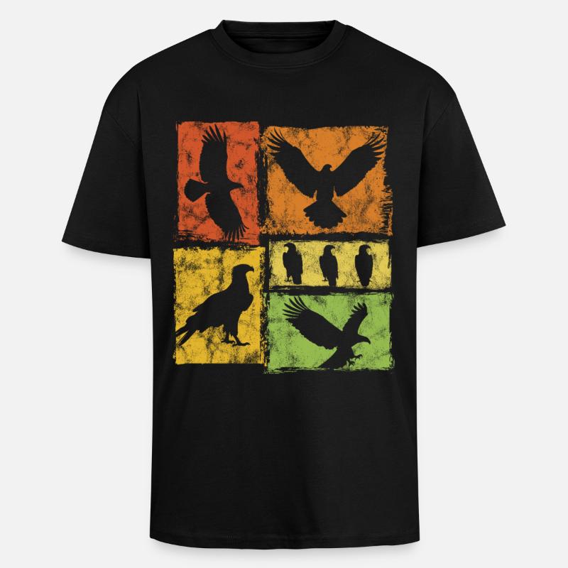 Eagle Retro Graphic - T-shirt unisexe oversize épais - noir