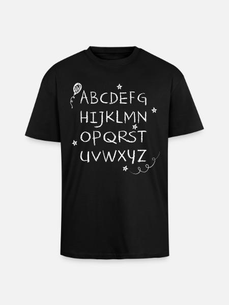 ABC chalk writing white stars & balloon - Unisex Oversized Heavyweight T-shirt - black