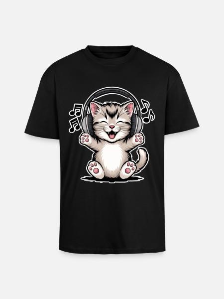 Cat Music - Unisex Oversized Heavyweight T-shirt - black