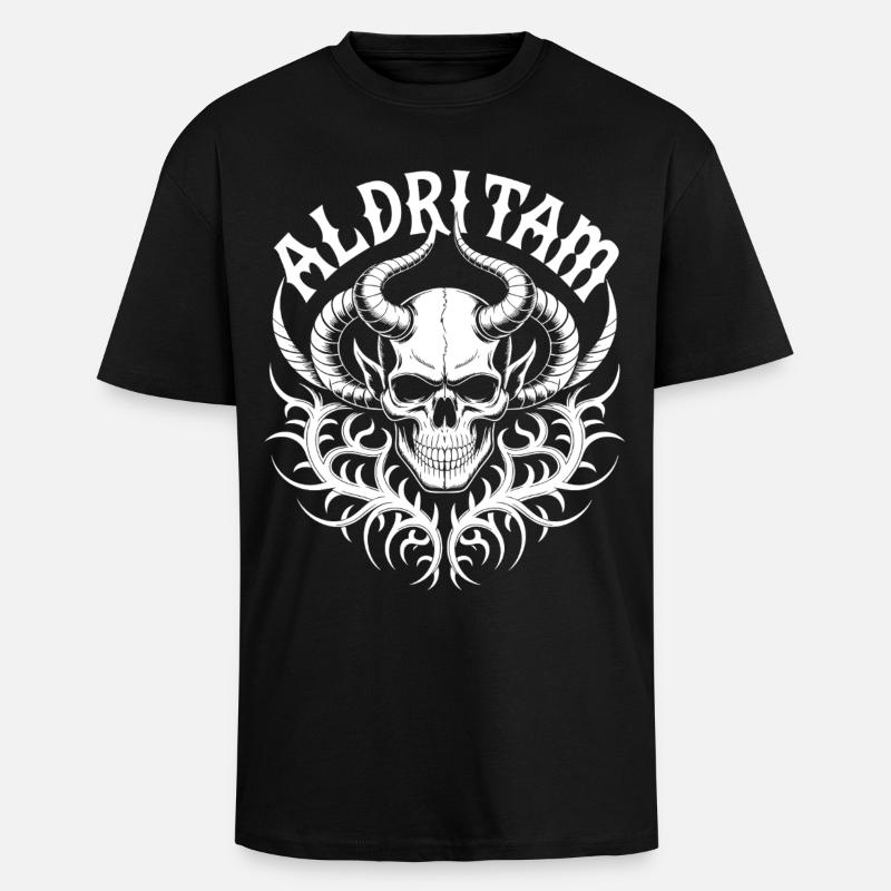 Flammenschädel-Stammeshorn - Oversized Heavyweight Unisex T-Shirt - Schwarz