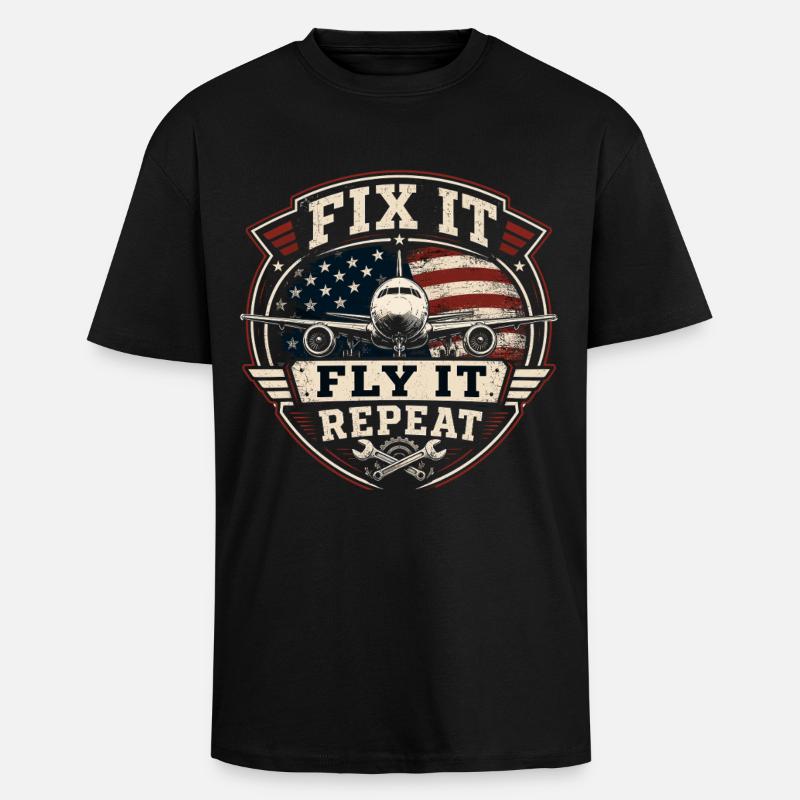 Luftfahrt Wartung Flugzeug Technik Profi - Oversized Heavyweight Unisex T-Shirt - Schwarz