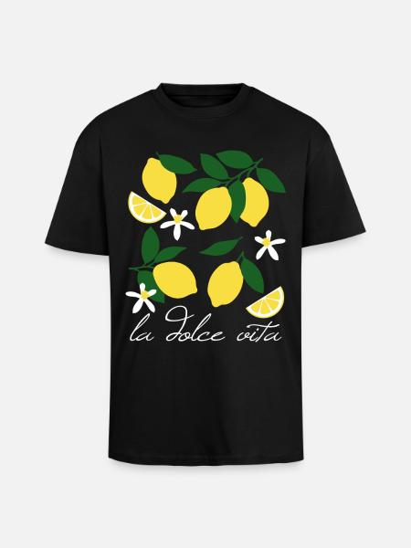 La Dolce Vita Zitronen - Oversized Heavyweight Unisex T-Shirt - Schwarz