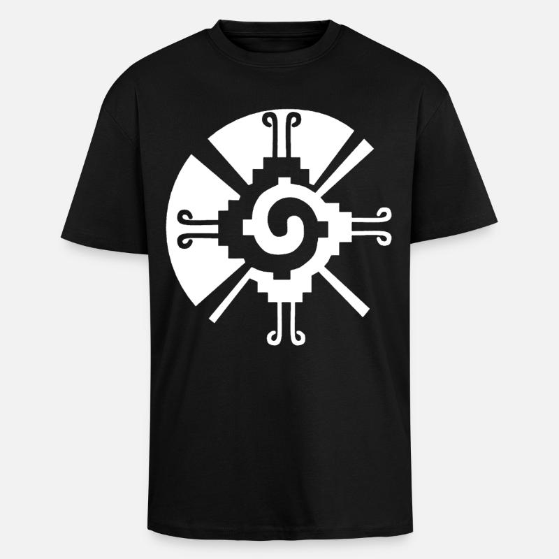 Solar Geometric Pattern (White) - Unisex Oversized Heavyweight T-shirt - black