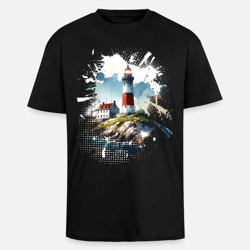 lighthouse - Unisex Oversized Heavyweight T-shirt - black