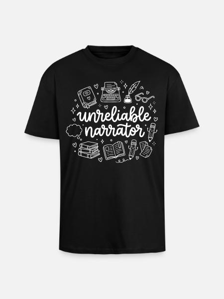 Unreliable Narrator Book Lover Writer - Unisex Oversized Heavyweight T-shirt - black