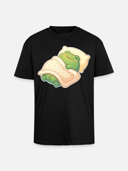Frog Sleeping - Unisex Oversized Heavyweight T-shirt - black