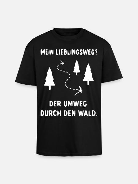 Waldweg Umweg Illustration - Oversized Heavyweight Unisex T-Shirt - Schwarz