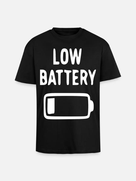 Low battery humor design - Unisex Oversized Heavyweight T-shirt - black