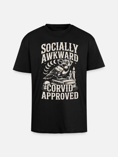 Socially Awkward Owls Design - Unisex Oversized Heavyweight T-shirt - black