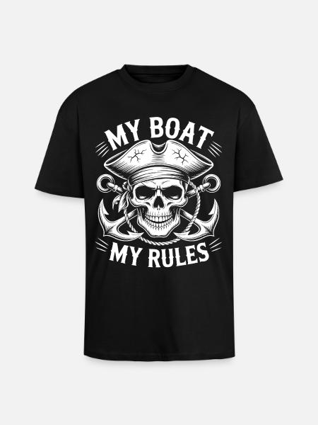 Mon bateau Mes règles - T-shirt unisexe oversize épais - noir
