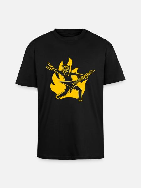 Guitariste en feu - T-shirt unisexe oversize épais - noir