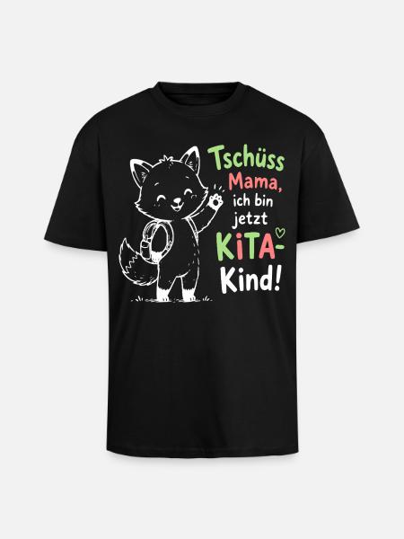 Kita Abschied Fox Illustration - Oversized Heavyweight Unisex T-Shirt - Schwarz