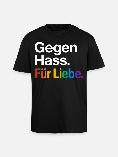 Regenbogen Liebe Statement Spruch Shirt CSD - Oversized Heavyweight Unisex T-Shirt - Schwarz