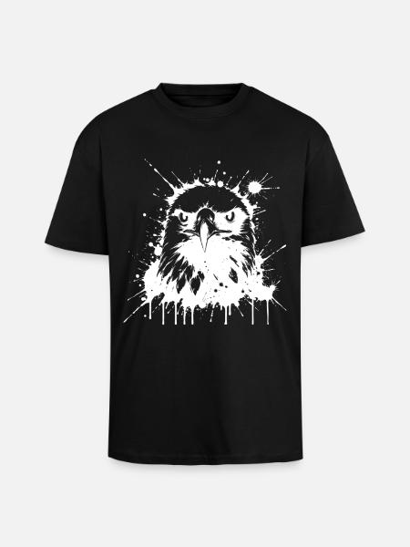 White Splash Eagle - Oversized Heavyweight Unisex T-Shirt - Schwarz
