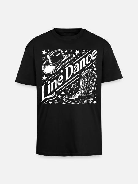 Line Dance Western Graphic - Unisex Oversized Heavyweight T-shirt - black