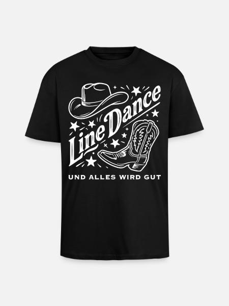 Line Dance Cowboy Flair - Oversized Heavyweight Unisex T-Shirt - Schwarz
