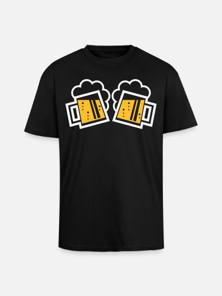 2 Bayrische Bierkrüge Prosten (Bier / NEG 2C) - Oversized Heavyweight Unisex T-Shirt - Schwarz