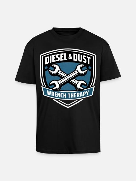 Diesel & Dust Wrench Therapy Schrauber Motiv - Oversized Heavyweight Unisex T-Shirt - Schwarz