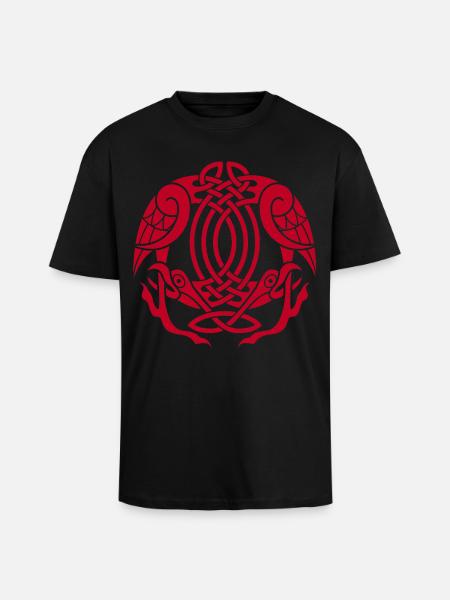 Celtic Eagles (Rot) - Oversized Heavyweight Unisex T-Shirt - Schwarz