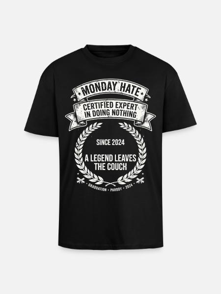 Monday Hate Certified Expert - Oversized Heavyweight Unisex T-Shirt - Schwarz
