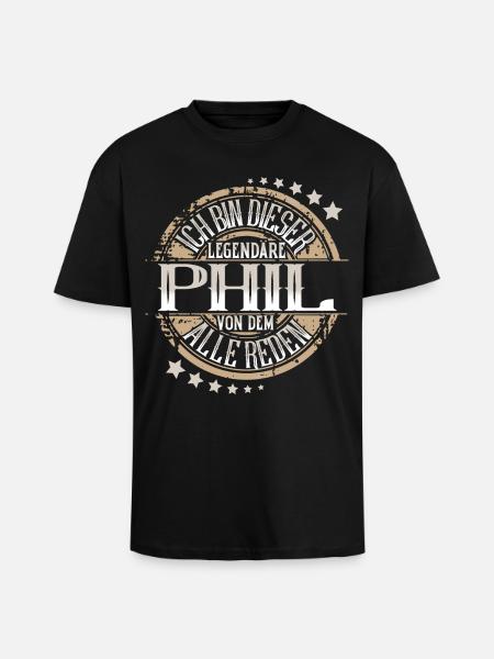 Phil - Oversized Heavyweight Unisex T-Shirt - Schwarz