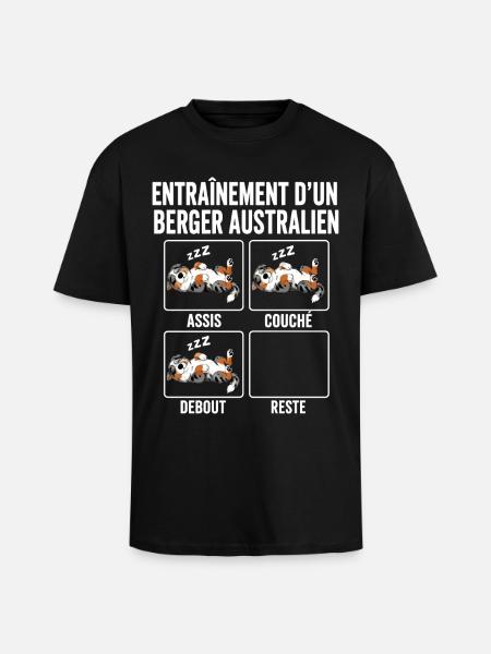 Chien Entraînement Berger Australien - T-shirt unisexe oversize épais - noir