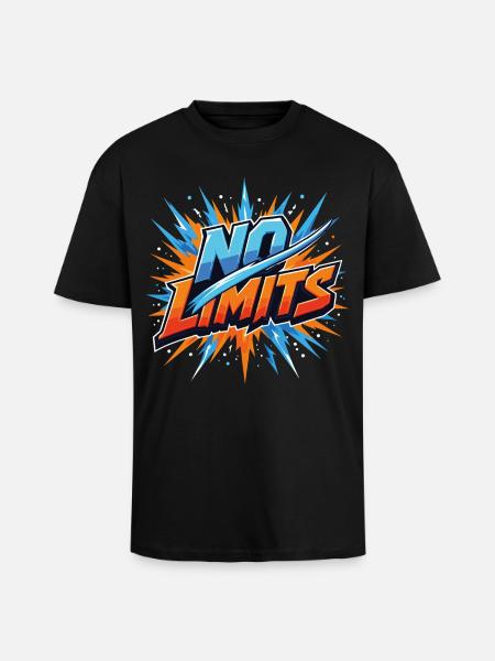 No Limits Motivation Sports Gaming Saying Design - Unisex Oversized Heavyweight T-shirt - black