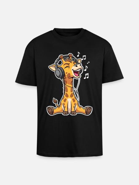 Musik Giraffe - Oversized Heavyweight Unisex T-Shirt - Schwarz