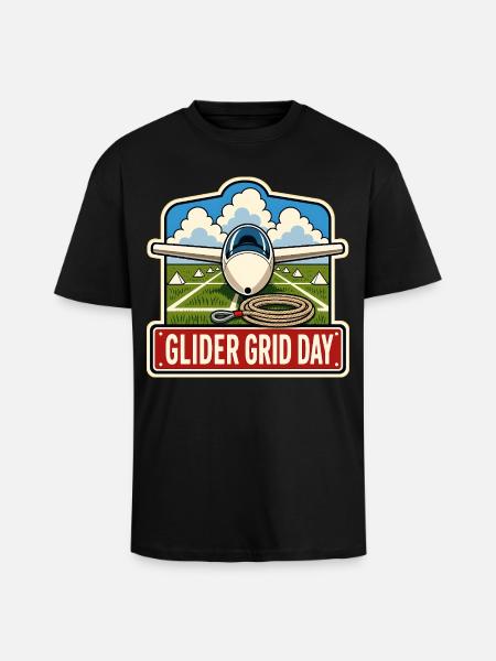 GLIDER GRID DAY - Unisex Oversized Heavyweight T-shirt - black