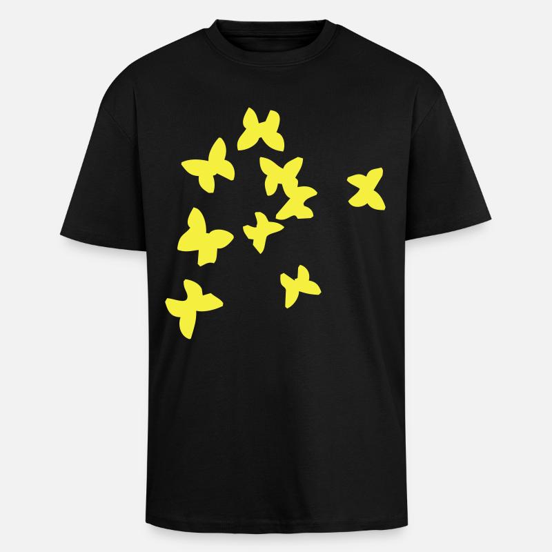 Oiseaux d'été jaune - T-shirt unisexe oversize épais - noir
