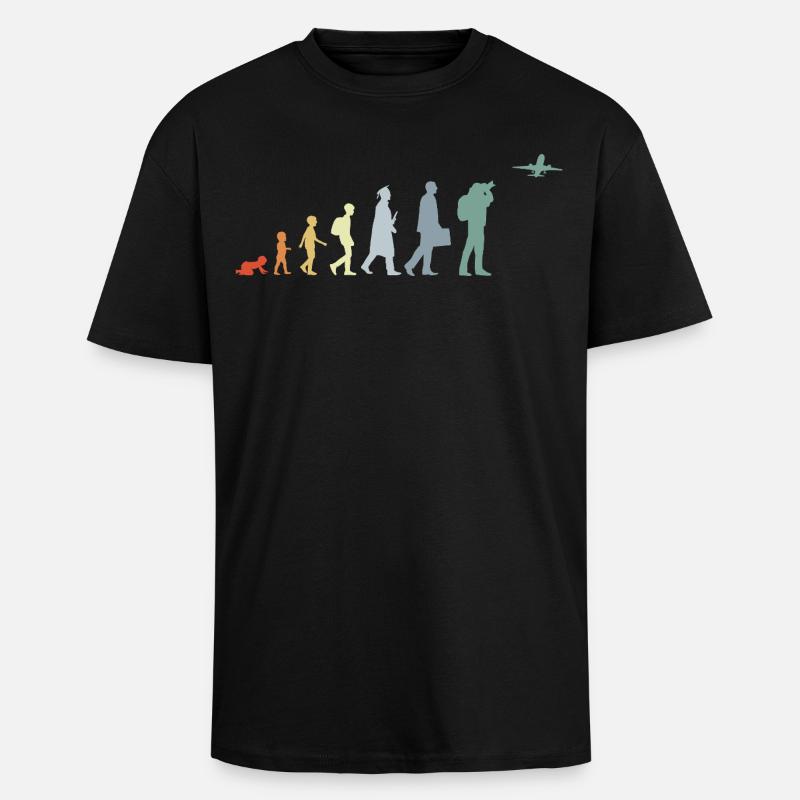 Airplane Observer Evolution - Unisex Oversized Heavyweight T-shirt - black